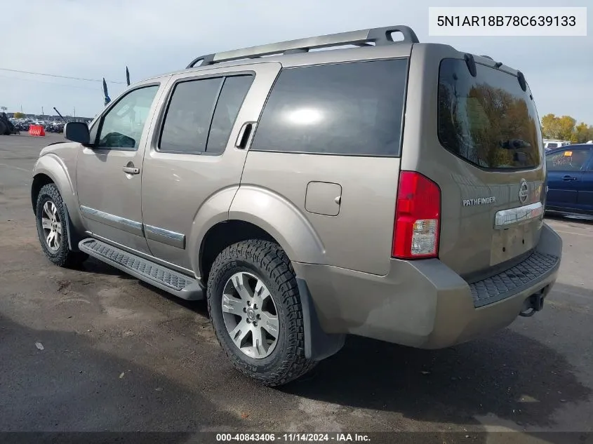 2008 Nissan Pathfinder Le VIN: 5N1AR18B78C639133 Lot: 40843406