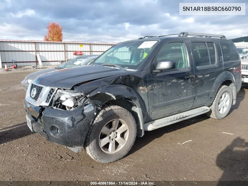 2008 Nissan Pathfinder Se VIN: 5N1AR18B58C660790 Lot: 40861984