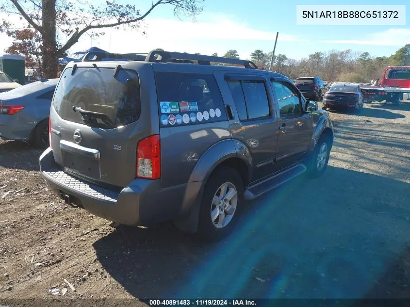 2008 Nissan Pathfinder Se VIN: 5N1AR18B88C651372 Lot: 40891483