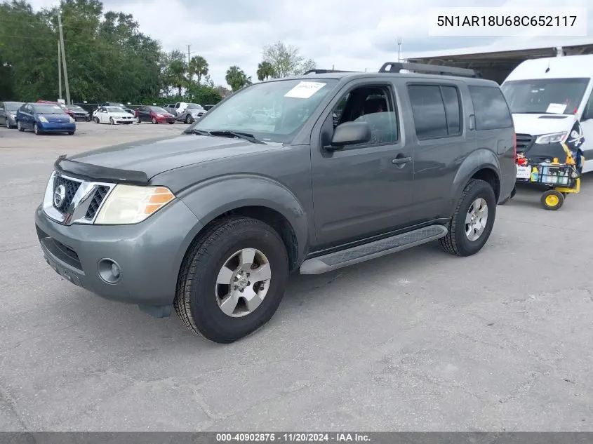 2008 Nissan Pathfinder S VIN: 5N1AR18U68C652117 Lot: 40902875