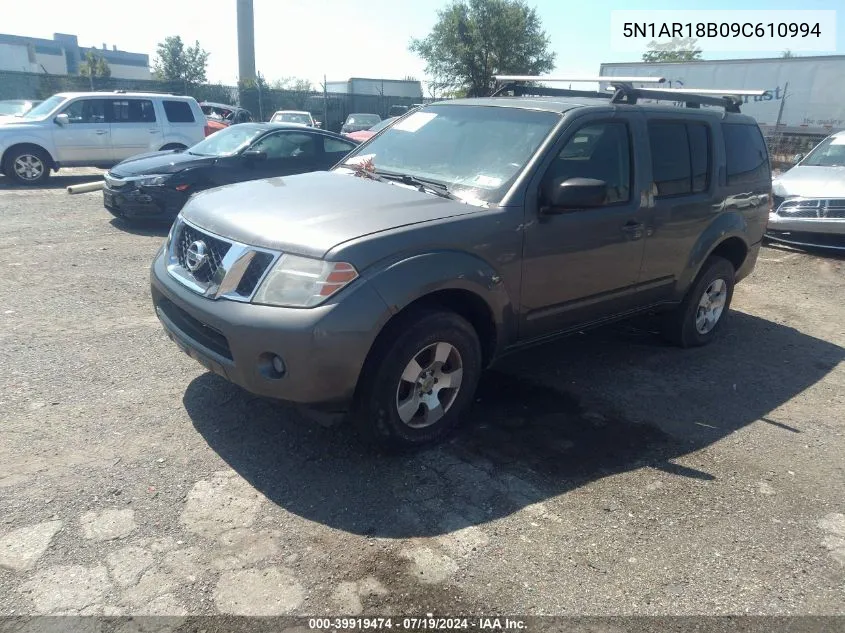 2009 Nissan Pathfinder S VIN: 5N1AR18B09C610994 Lot: 39919474