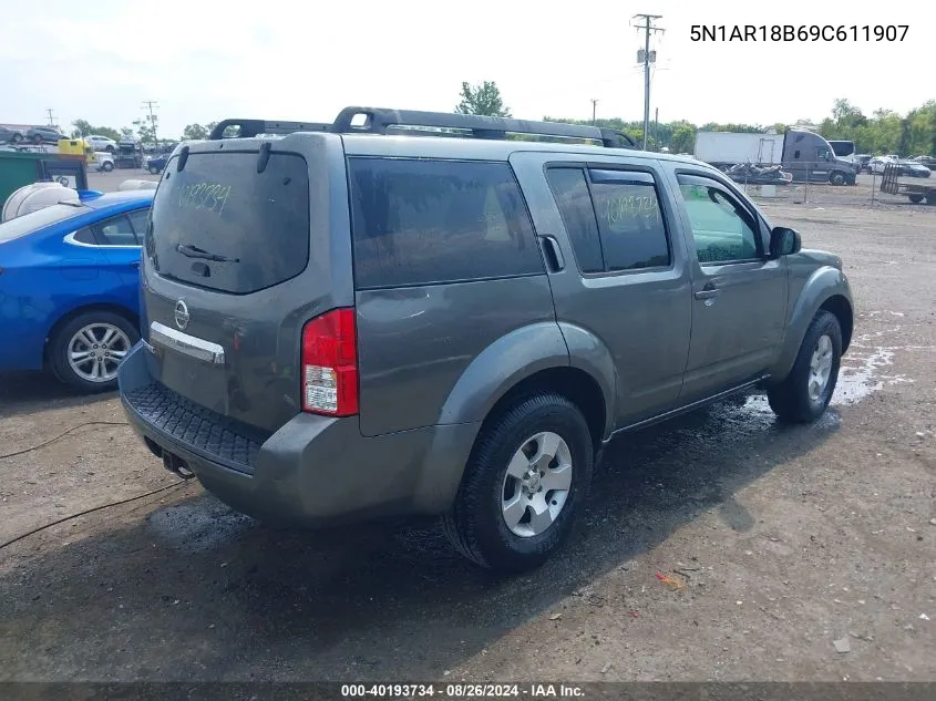 2009 Nissan Pathfinder S VIN: 5N1AR18B69C611907 Lot: 40193734