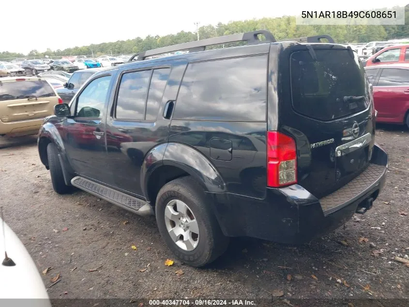 2009 Nissan Pathfinder S VIN: 5N1AR18B49C608651 Lot: 40347704