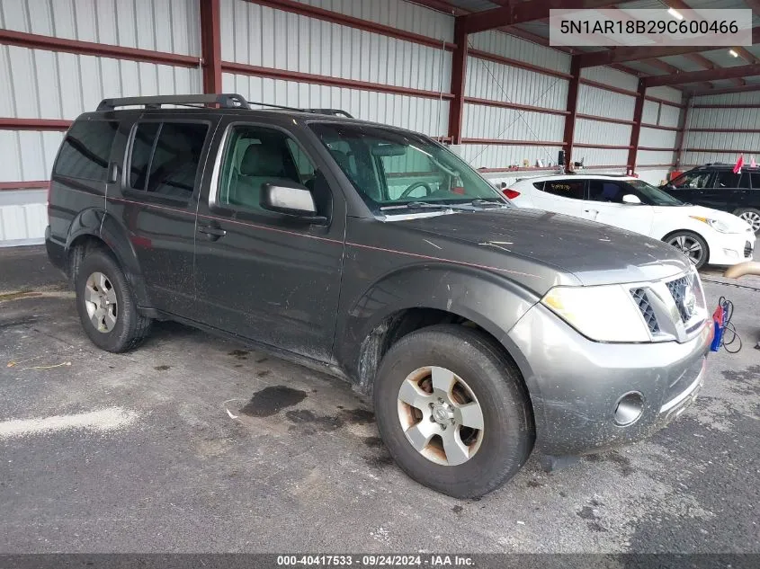 2009 Nissan Pathfinder S VIN: 5N1AR18B29C600466 Lot: 40417533