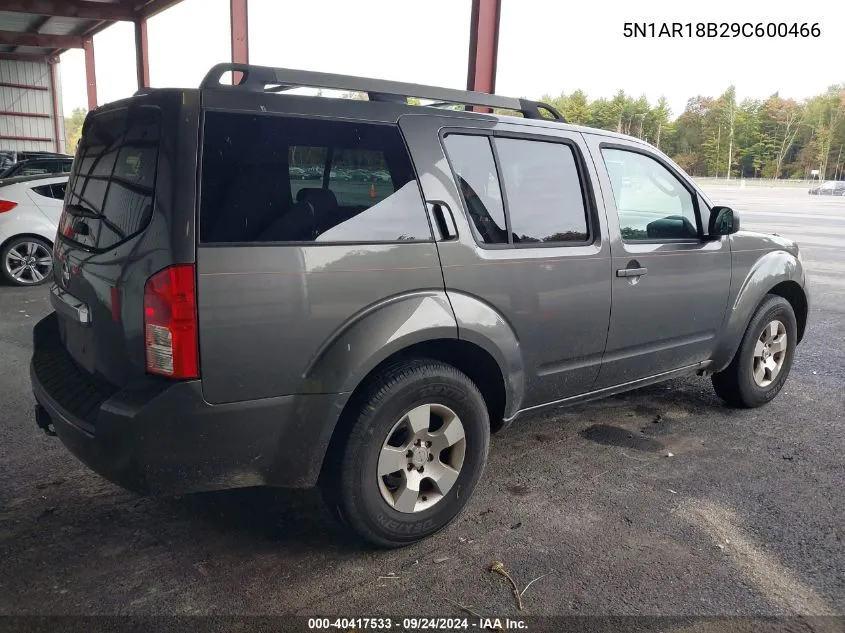 2009 Nissan Pathfinder S VIN: 5N1AR18B29C600466 Lot: 40417533