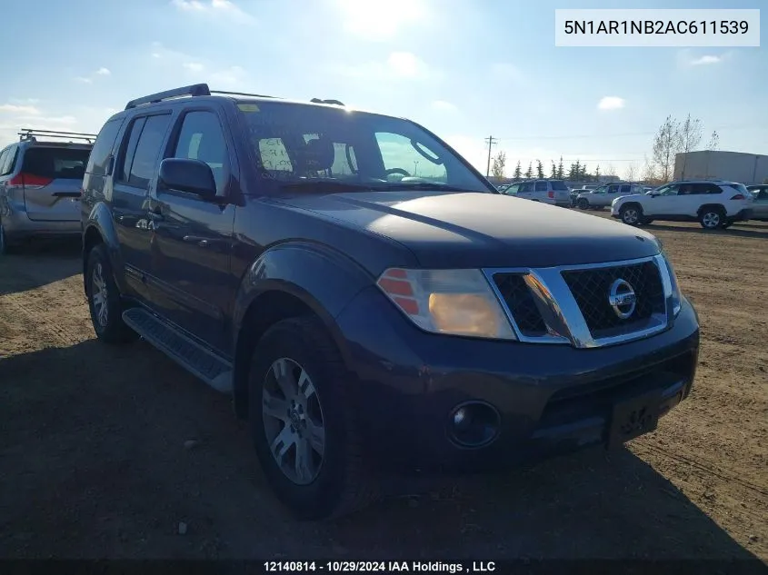 2010 Nissan Pathfinder S/Le/Se VIN: 5N1AR1NB2AC611539 Lot: 12140814