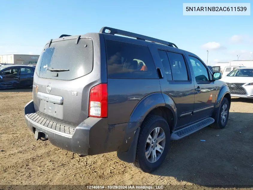 2010 Nissan Pathfinder S/Le/Se VIN: 5N1AR1NB2AC611539 Lot: 12140814