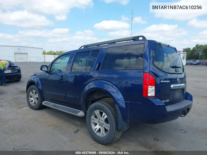 2010 Nissan Pathfinder Se VIN: 5N1AR1NB7AC610256 Lot: 40279069