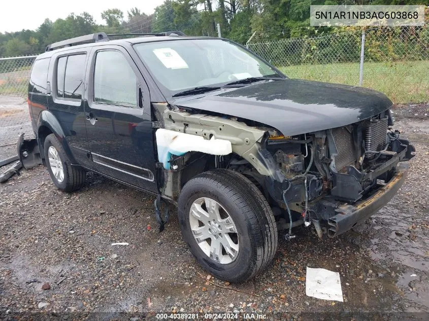 2010 Nissan Pathfinder S/Le/Se VIN: 5N1AR1NB3AC603868 Lot: 40389281