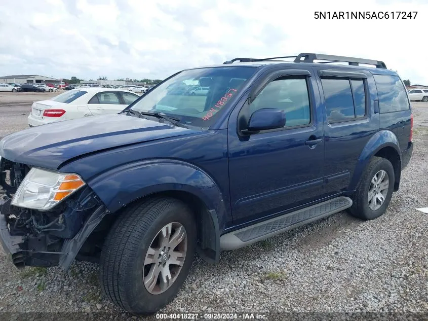 2010 Nissan Pathfinder Se VIN: 5N1AR1NN5AC617247 Lot: 40418227