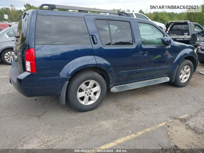 2010 Nissan Pathfinder Se VIN: 5N1AR1NB8AC602621 Lot: 40423111