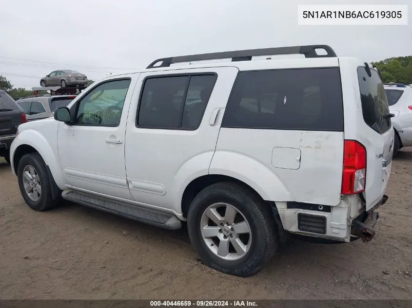 2010 Nissan Pathfinder Se VIN: 5N1AR1NB6AC619305 Lot: 40446659