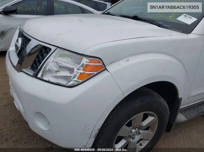 2010 Nissan Pathfinder Se VIN: 5N1AR1NB6AC619305 Lot: 40446659