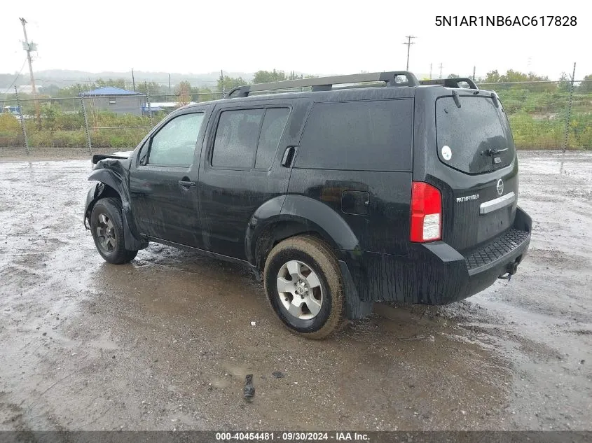 2010 Nissan Pathfinder S VIN: 5N1AR1NB6AC617828 Lot: 40454481