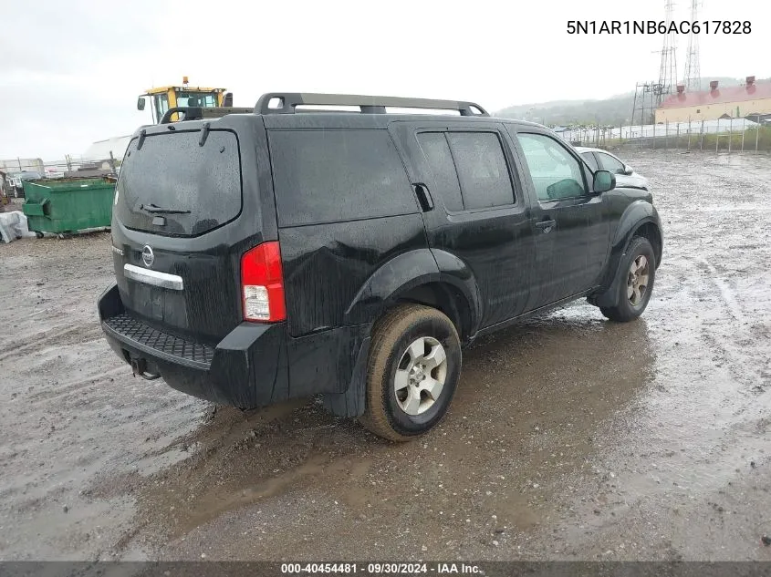 2010 Nissan Pathfinder S VIN: 5N1AR1NB6AC617828 Lot: 40454481