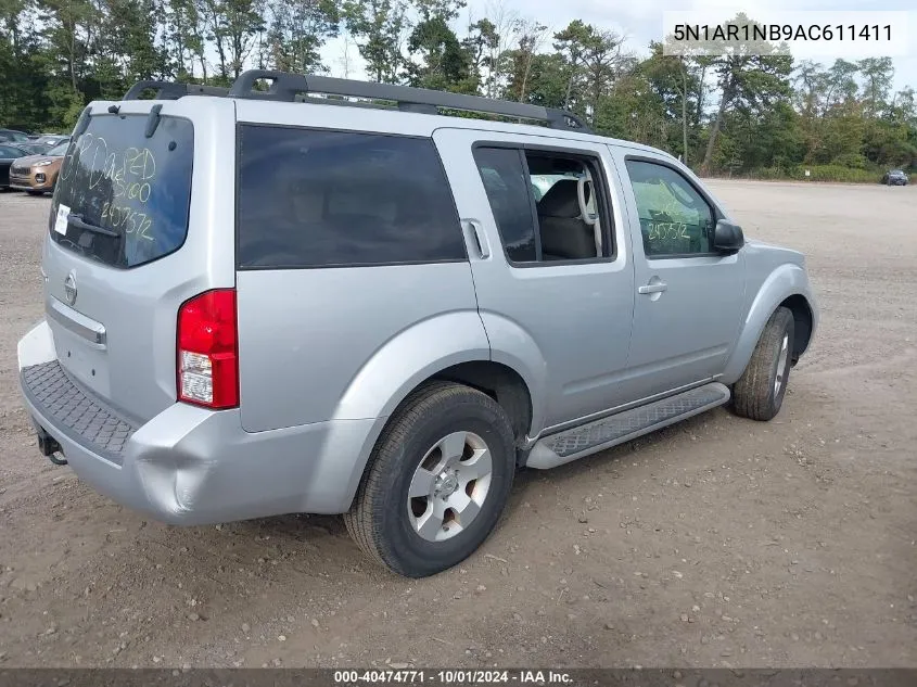 2010 Nissan Pathfinder S VIN: 5N1AR1NB9AC611411 Lot: 40474771