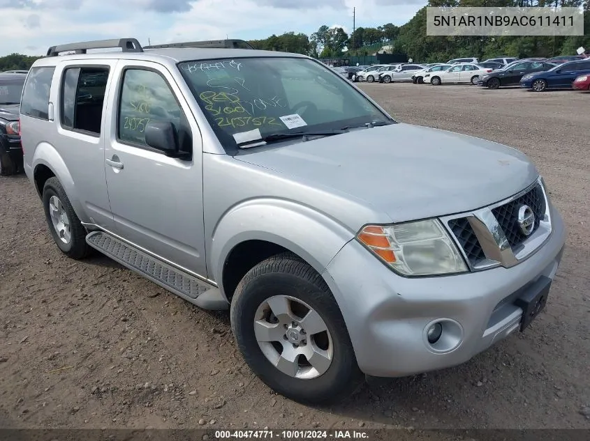 2010 Nissan Pathfinder S VIN: 5N1AR1NB9AC611411 Lot: 40474771