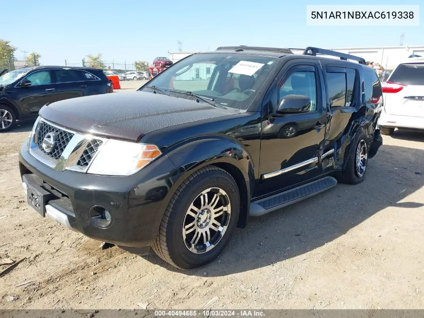 2010 Nissan Pathfinder Le VIN: 5N1AR1NBXAC619338 Lot: 40494685