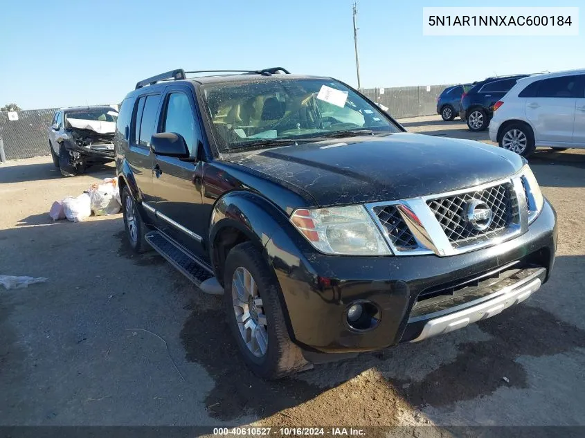 2010 Nissan Pathfinder Le VIN: 5N1AR1NNXAC600184 Lot: 40610527