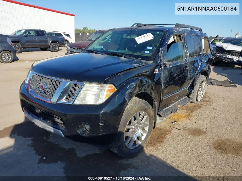 2010 Nissan Pathfinder Le VIN: 5N1AR1NNXAC600184 Lot: 40610527