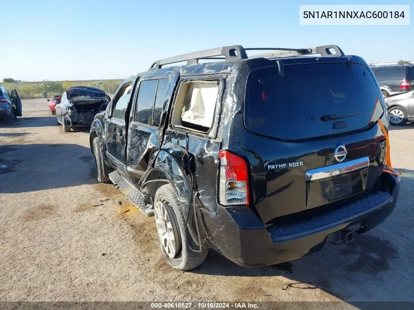 2010 Nissan Pathfinder Le VIN: 5N1AR1NNXAC600184 Lot: 40610527