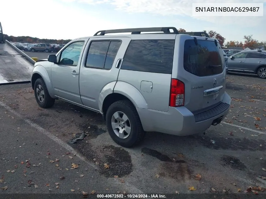 2010 Nissan Pathfinder S VIN: 5N1AR1NB0AC629487 Lot: 40672502