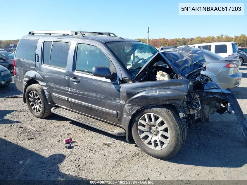 2010 Nissan Pathfinder Le VIN: 5N1AR1NBXAC617203 Lot: 40677285