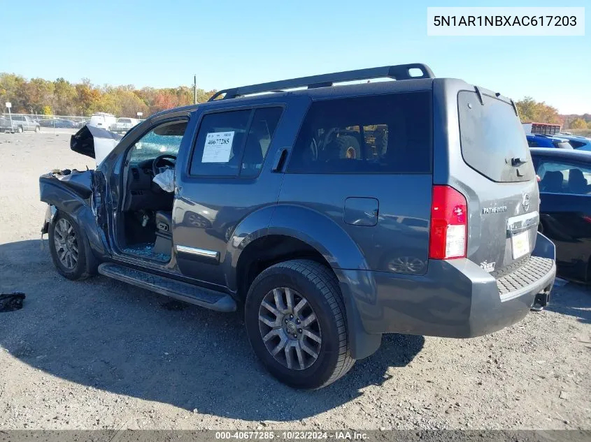 2010 Nissan Pathfinder Le VIN: 5N1AR1NBXAC617203 Lot: 40677285