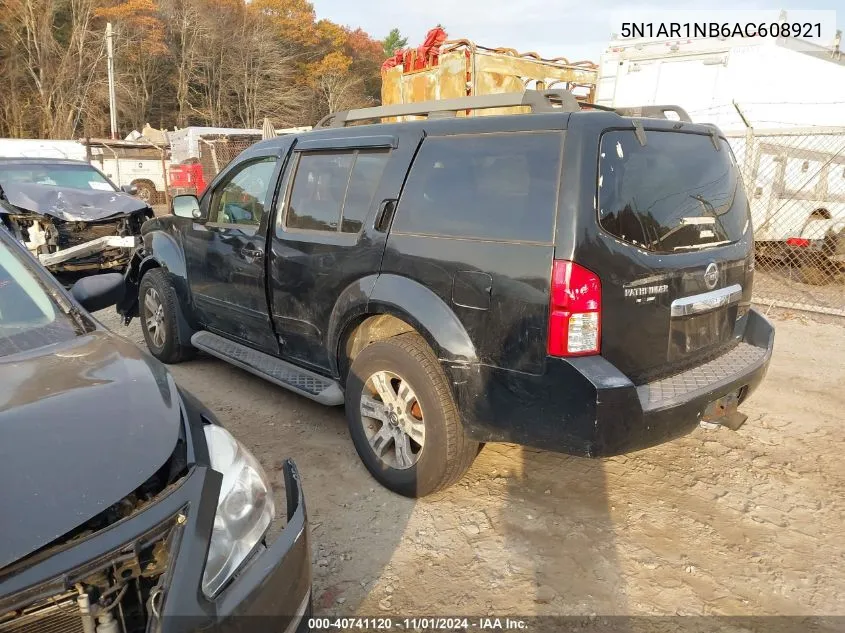 2010 Nissan Pathfinder Se VIN: 5N1AR1NB6AC608921 Lot: 40741120