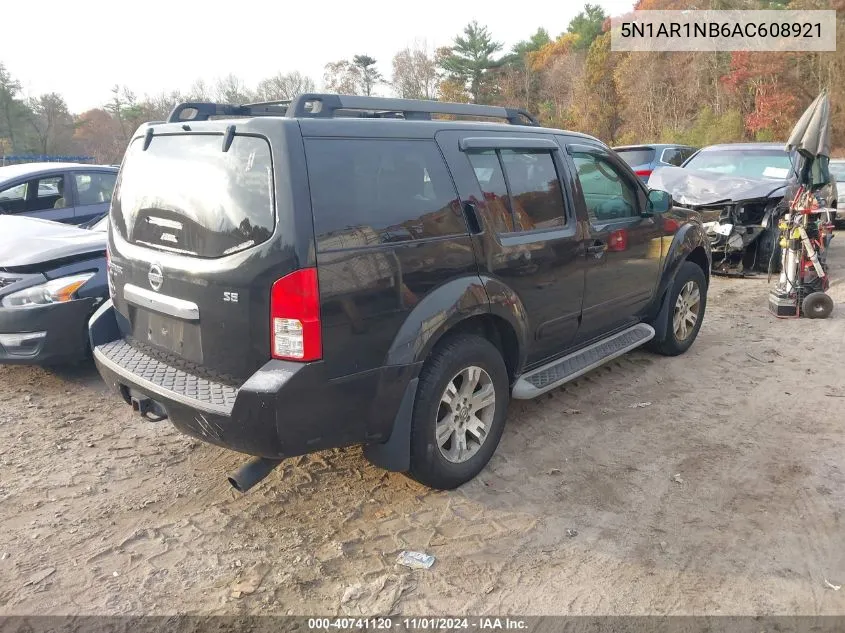 2010 Nissan Pathfinder Se VIN: 5N1AR1NB6AC608921 Lot: 40741120