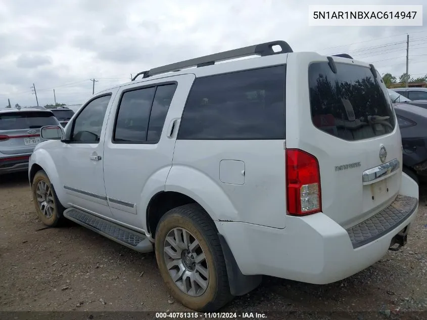 2010 Nissan Pathfinder Le VIN: 5N1AR1NBXAC614947 Lot: 40751315