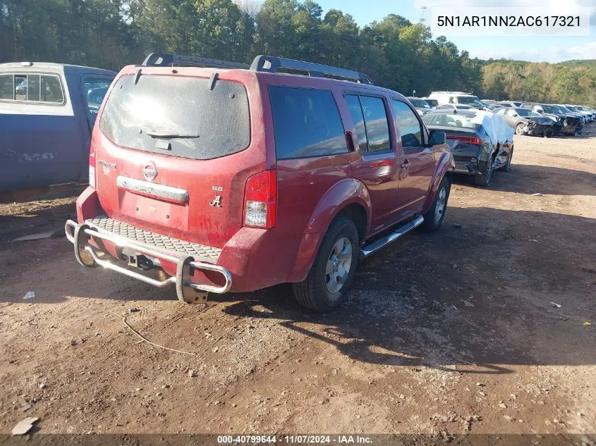 2010 Nissan Pathfinder S Fe+ VIN: 5N1AR1NN2AC617321 Lot: 40799644