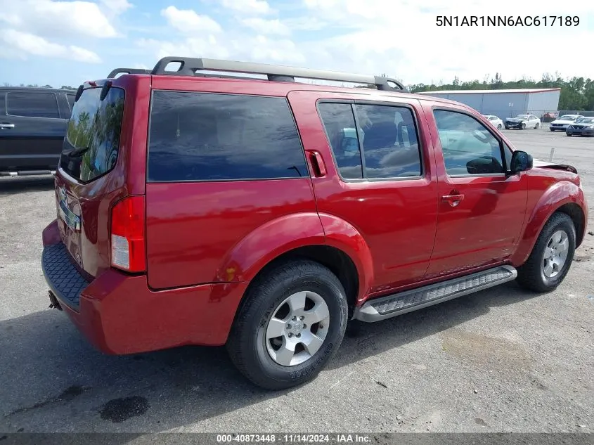 2010 Nissan Pathfinder S Fe+ VIN: 5N1AR1NN6AC617189 Lot: 40873448