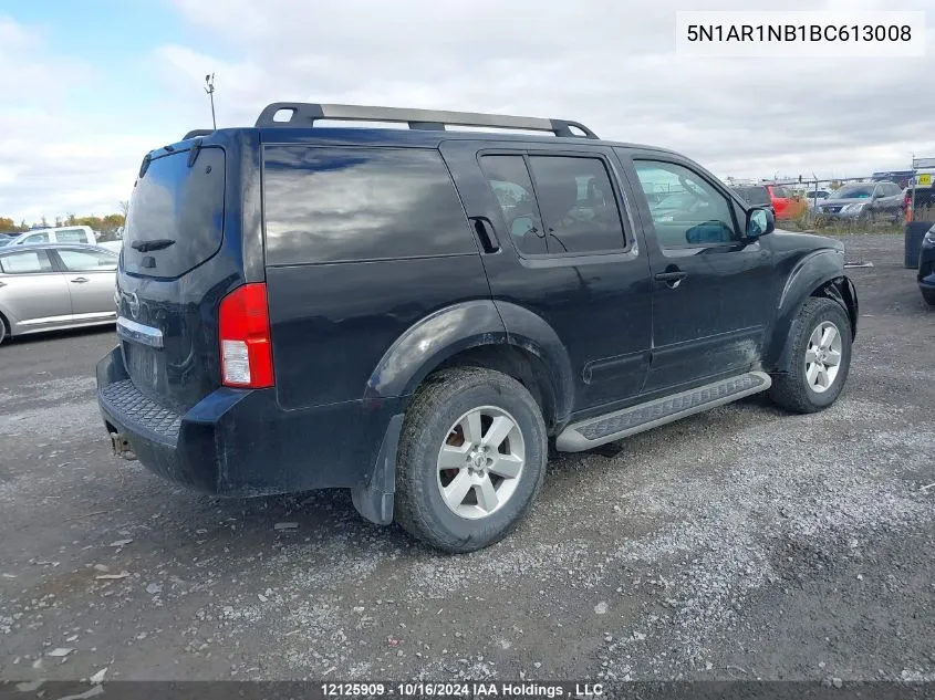 2011 Nissan Pathfinder Sv VIN: 5N1AR1NB1BC613008 Lot: 12125909