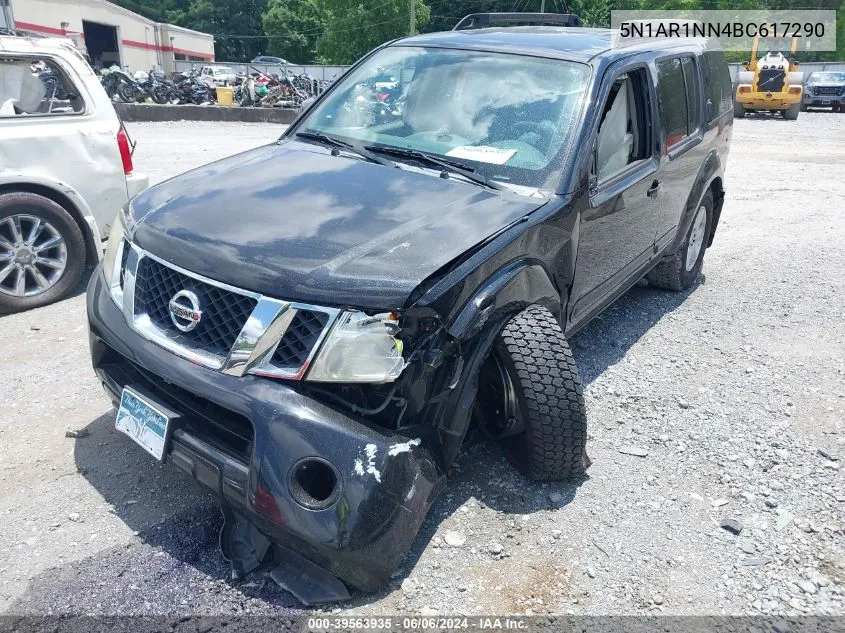 2011 Nissan Pathfinder Sv VIN: 5N1AR1NN4BC617290 Lot: 39563935