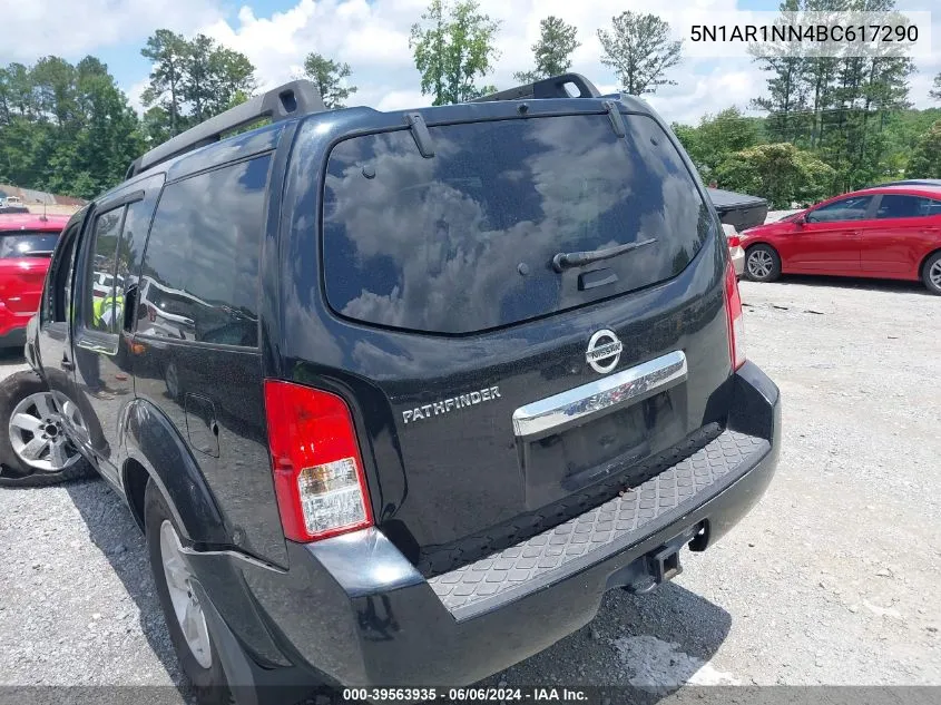 2011 Nissan Pathfinder Sv VIN: 5N1AR1NN4BC617290 Lot: 39563935