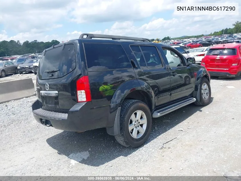 2011 Nissan Pathfinder Sv VIN: 5N1AR1NN4BC617290 Lot: 39563935