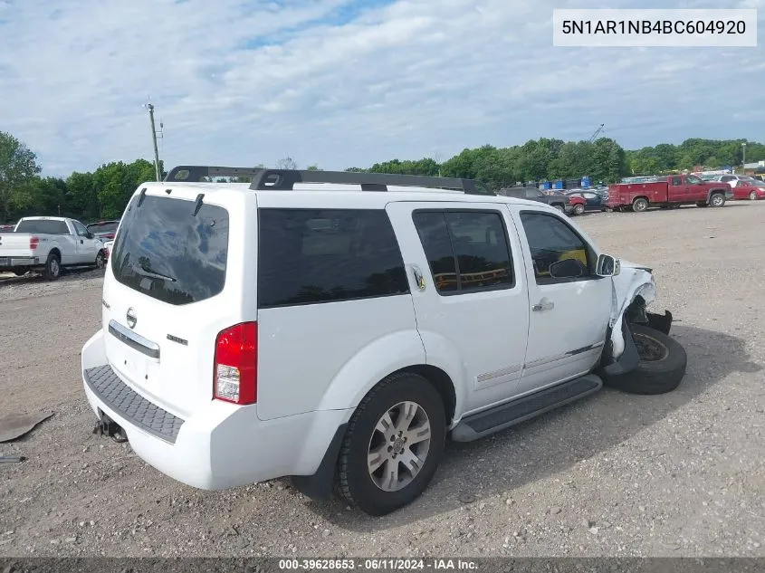 2011 Nissan Pathfinder Silver VIN: 5N1AR1NB4BC604920 Lot: 39628653