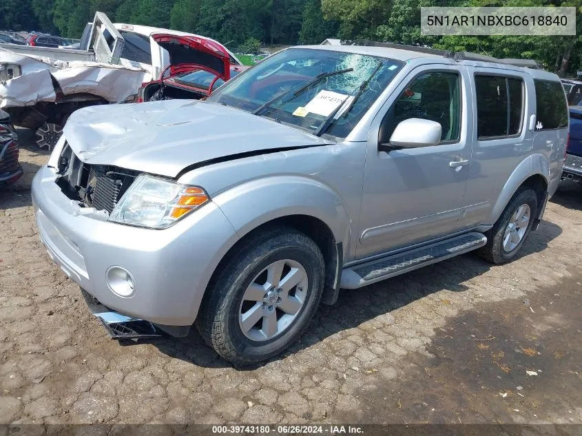 2011 Nissan Pathfinder Sv VIN: 5N1AR1NBXBC618840 Lot: 39743180