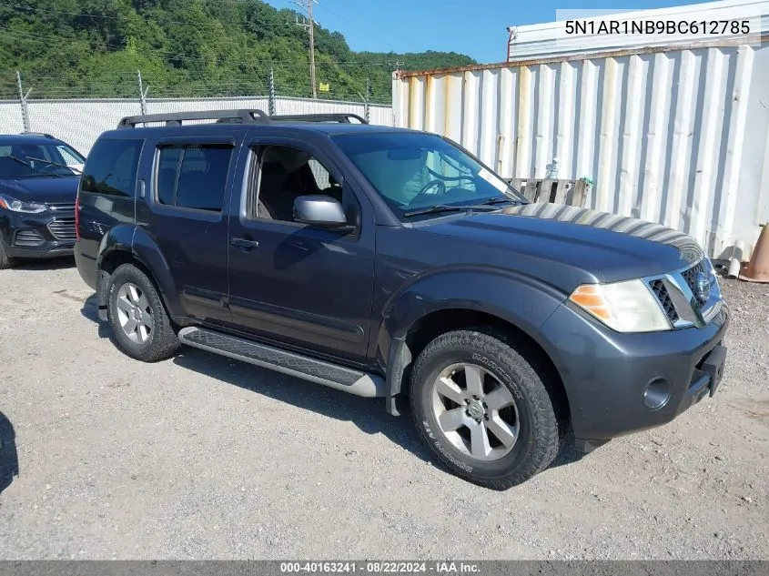 2011 Nissan Pathfinder Sv VIN: 5N1AR1NB9BC612785 Lot: 40163241