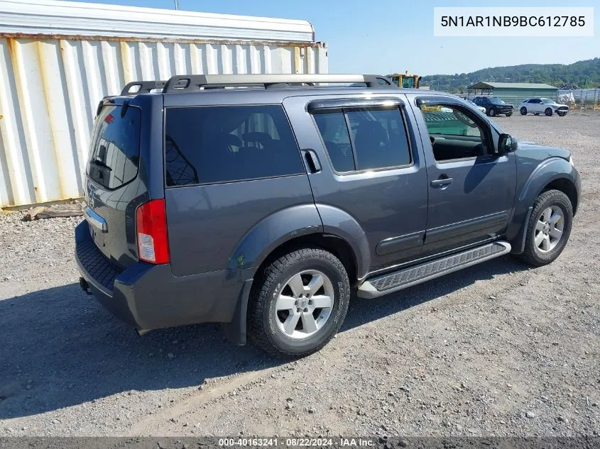 2011 Nissan Pathfinder Sv VIN: 5N1AR1NB9BC612785 Lot: 40163241