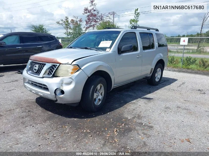 2011 Nissan Pathfinder S VIN: 5N1AR1NN6BC617680 Lot: 40238610