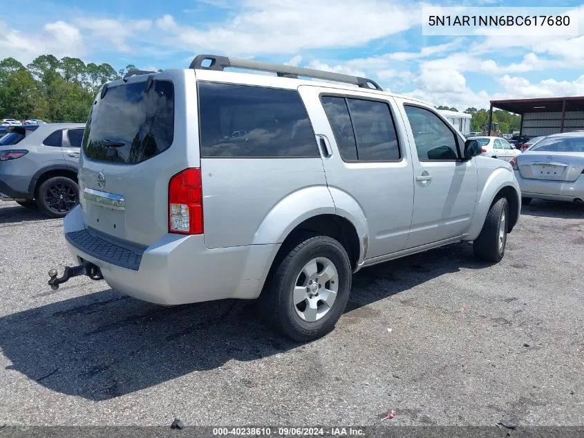 2011 Nissan Pathfinder S VIN: 5N1AR1NN6BC617680 Lot: 40238610