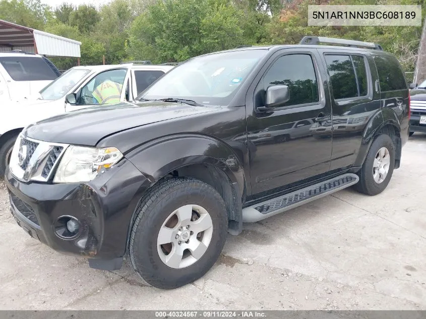 2011 Nissan Pathfinder S VIN: 5N1AR1NN3BC608189 Lot: 40324567