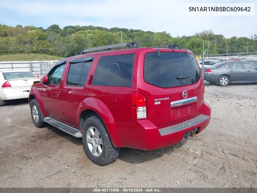 2011 Nissan Pathfinder S/Le/Se VIN: 5N1AR1NB5BC609642 Lot: 40371000