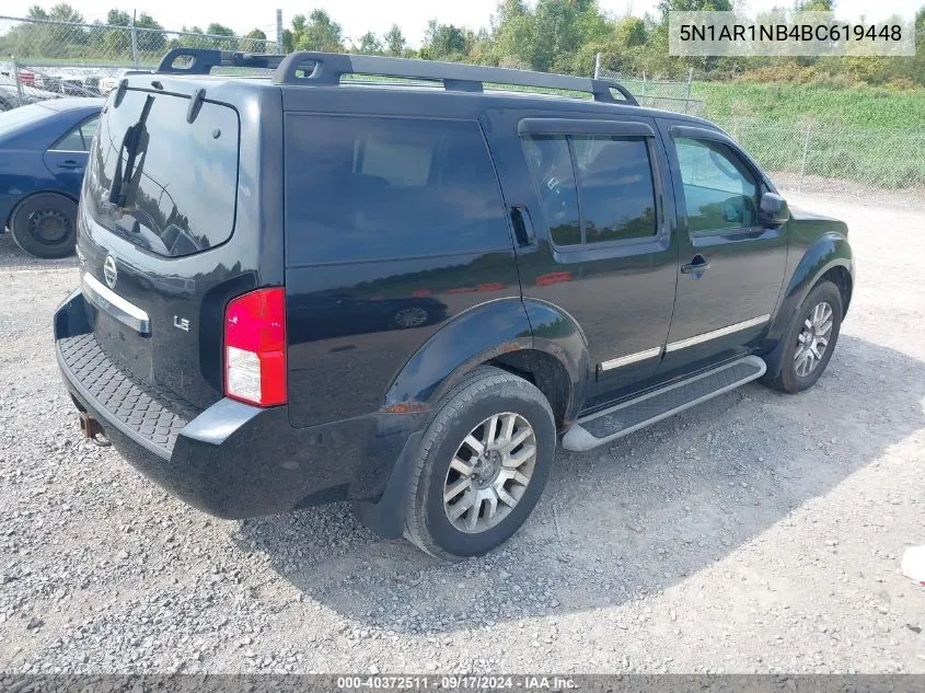 2011 Nissan Pathfinder Le VIN: 5N1AR1NB4BC619448 Lot: 40372511