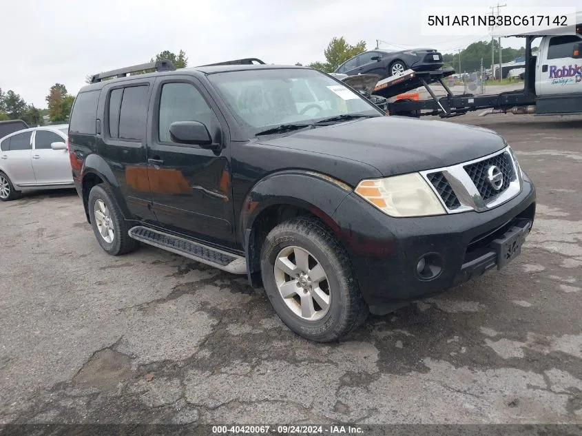 2011 Nissan Pathfinder Sv VIN: 5N1AR1NB3BC617142 Lot: 40420067