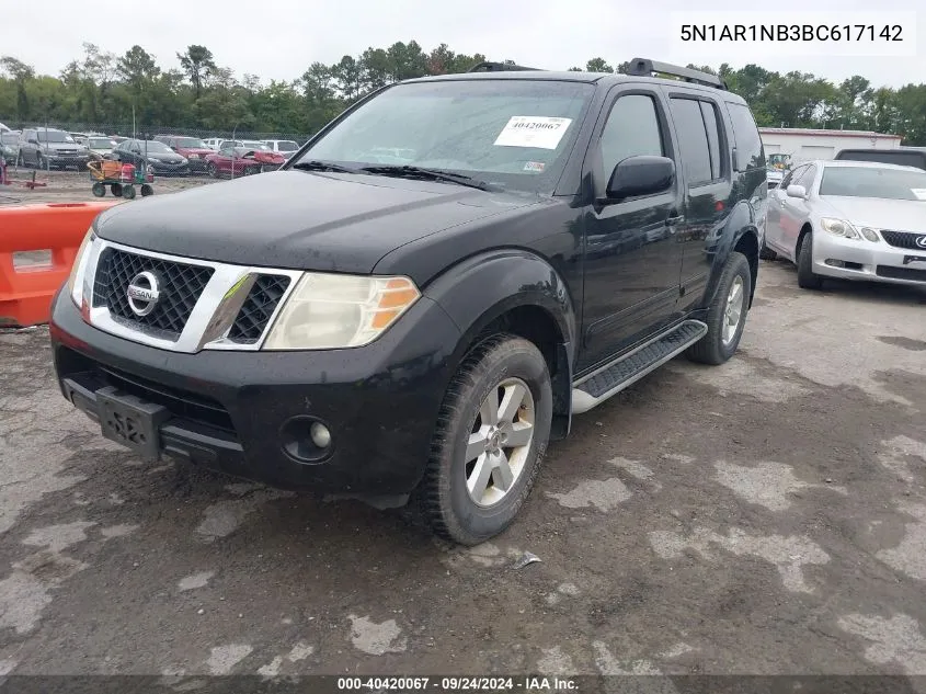 2011 Nissan Pathfinder Sv VIN: 5N1AR1NB3BC617142 Lot: 40420067