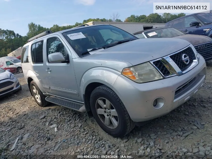 2011 Nissan Pathfinder Sv VIN: 5N1AR1NN9BC614112 Lot: 40432303