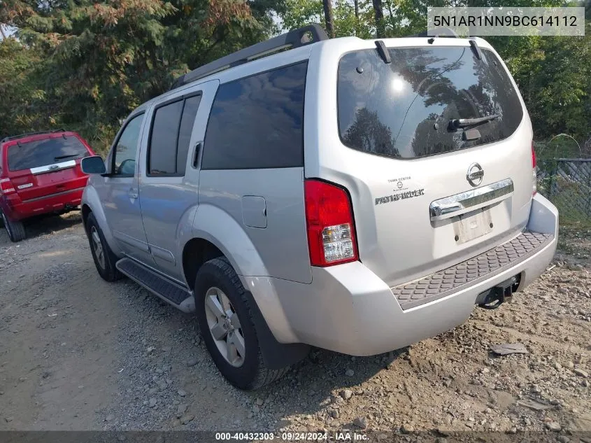 2011 Nissan Pathfinder Sv VIN: 5N1AR1NN9BC614112 Lot: 40432303